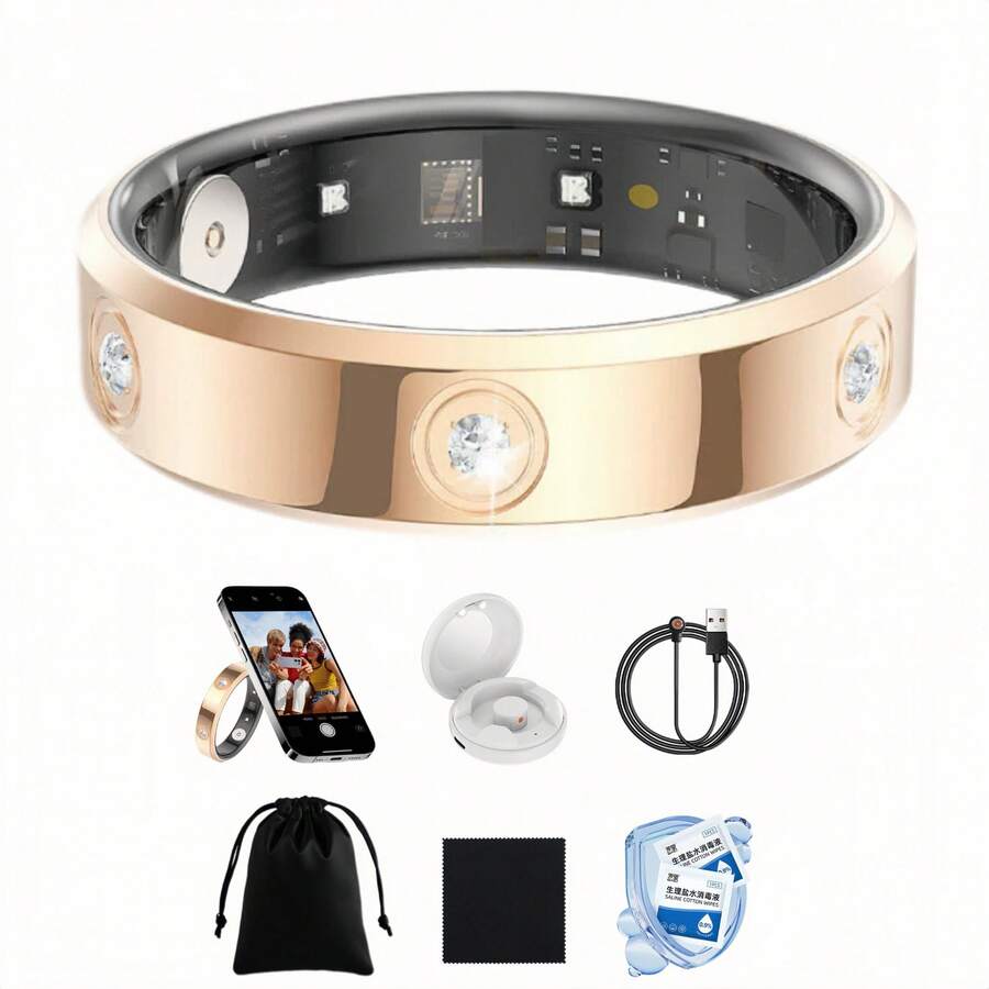 FONADA Smart Ring Ultra Narrow Heart Rate Monitor Comfortable Sleep Ring Health Fitness Tracker Pedometer Step Counter Calories Waterproof Ladies Smart Rings For Women Men Anillo Inteligente, Ideal Father's Day, Mother's Day And Birthday Gifts, Free Shipping - 銀色 - 查看 1