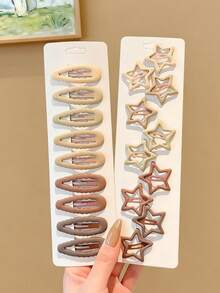 10pcs Coffee Color Star Shaped Cute Bangs Hair Clips, Suitable For Daily Wear - Multicolor - View 5