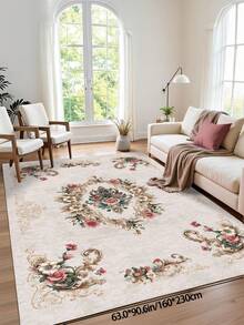 1 Stück hellrosa Wohnzimmer Dekorationsteppich mit Rosendesign, Boho-Stil 1100g/㎡ Material mit niedriger Florhöhe, Dicke 5mm, weich und angenehm anzufühlen, leicht zu pflegen, wasserdicht und fleckabweisend, rutschfest, maschinenwaschbar, Teppich, geeignet für Lobby, Schlafzimmer