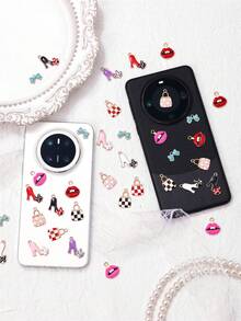 Set da 10/20 pezzi di charm smaltati per bracciali, realizzazione di gioielli da donna, orecchini, rossetti, ciondoli a forma di tacco alto, designer, portafoglio, fiocco, articoli placcati oro per fai-da-te, decorazione di collane e telefoni