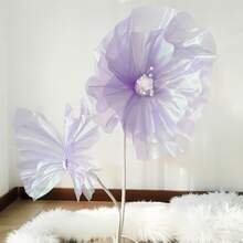Large Silk Butterfly Artificial Handmade Flower, Wedding Decor Prop For Outdoor Photography (Flower Head Only, No Base Or Stem) - Purple - View 10