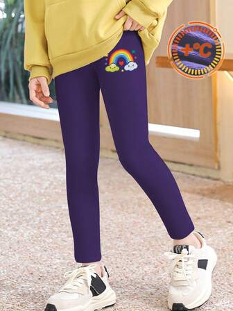 女童保暖打底裤，保暖七分裤，可爱星星彩虹印花，秋冬季加厚外套裤。