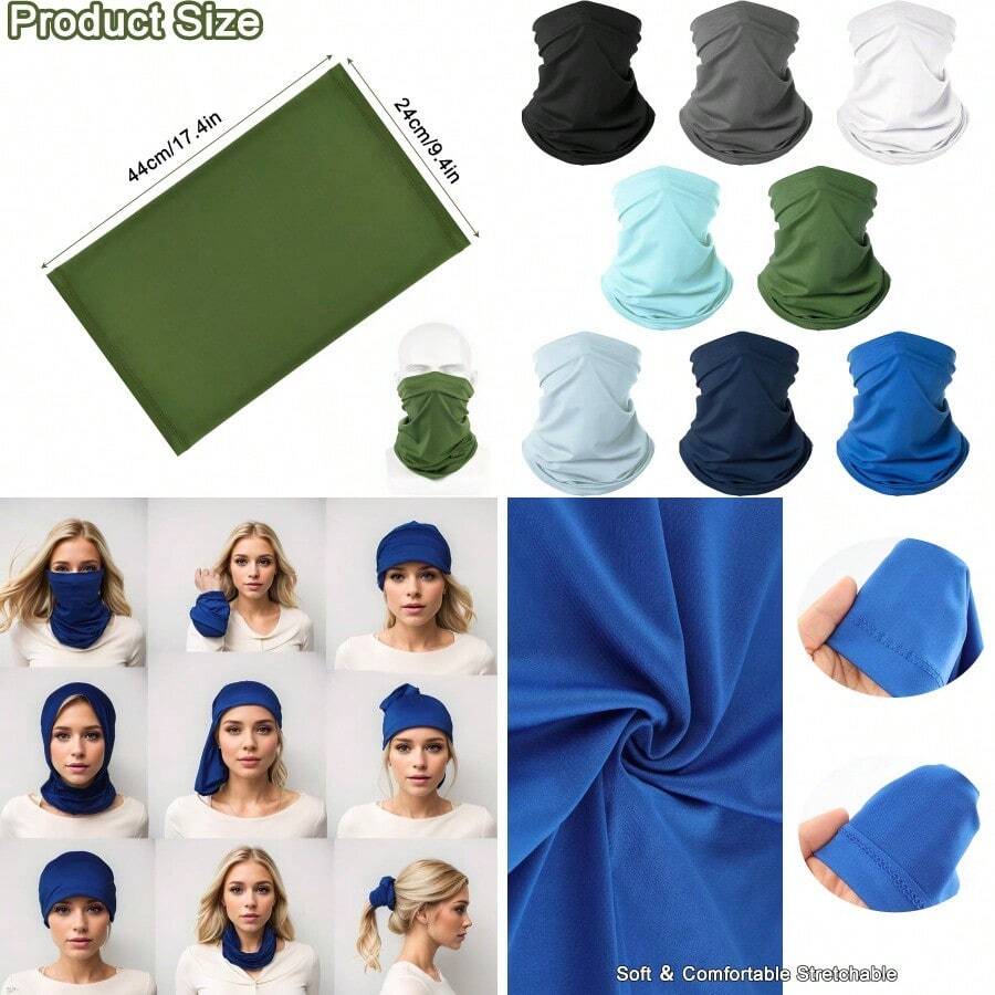 8 Pack Neck Gaiter Balaclava Gator Bandana Face Mask Cooling UV Protection Face Cover Neck Scarf For Men Women