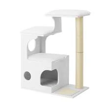 Cat Scratching Post, 86 cm High Chipboard Cat Scratching Post with Cave, Lying Surfaces, Pillar and Sisal Scratching Mat, Washable Plush Cushions, Cloud White - Wolkenweiß - Übersicht 2