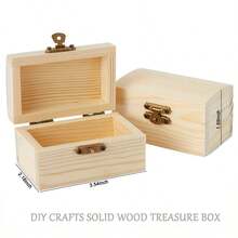 Natural Wooden Treasure Box With Safety Latch - Stackable, Suitable For DIY Crafts, Pirate Party Favors, Wedding Decorations, Gift Boxes - Customizable Paint, Stains, Varnish - Great For Scavenger Hunts And Themed Events, Treasure Chests, Themed Party Supplies, Classic Wooden Appearance, Stackable Storage, Sturdy Construction, Craft Supplies, Craft Enthusiasts