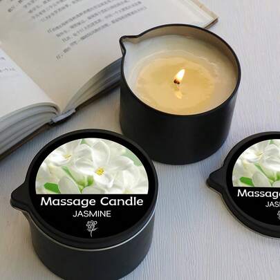 2pcs Natural Scented Soy Wax Massage Candles (Total 4oz/Each 2oz) | Jasmine Essential Oil & Natural Soy Wax | Handmade For Nail Salons & Spa Shops | Luxury Gift For Her – Perfect For Christmas, Valentine's Day & Mother's Day