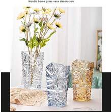 Modern Glass Vases Ice Cracking Style Flower Vase Desktop Ornaments Propagation Station Plant Holder For Home Wedding Decor Blue Ice Crack