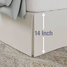Luxury Hotel Tailored Bed Skirt, Box Pleats, 14 Inch Drop, Ivory - Twin + Ivory - View 3