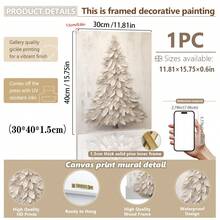 1pc, Canvas Wall Art, Framed Wall Decor, Christmas Art, Vintage White Painting Christmas Tree Mural, Christmas Wall Decor, Holiday Decor, Retro Art, Christmas Tree Ornament, Suitable For Home Decor, Living Room And Bedroom, Holiday Party Decorations, Happy New Year, Ideal Christmas And New Year Gift, Ready To Hang.