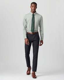 Men's Commuter Shirt, Performance Dress Shirts For Men, Machine Washable, Wrinkle Resistant, Slim Fit Button Down Shirthalloween - Sage Green Oxford - View 3