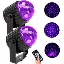 1入組/2入組黑光燈，UV黑光棒，黑光LED燈帶，LED迪斯科球閃光燈，適用於黑暗派對用品，聲控遙控，DJ燈適用於萬聖節、聖誕節、生日派對、螢光海報、體漆、水族，家居裝飾 - Ring Pattern - 查看 2