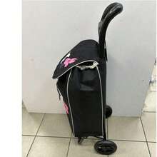 Large Waterproof Oxford Grocery Shopping Cart Bag, Foldable Hand Trolley - Red and White - View 3