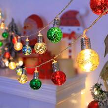 LED Green Christmas Ball String Lights (New Style) - Battery Operated (No Batteries Included), Great For Christmas Tree Decor, Garden Holiday Lighting & Indoor Festival Ambiance