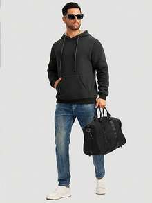 1pc Men's Sherpa Hoodie Sweatshirt, Winter Thick Warm Wool Lining Pullover With Kangaroo Pocket,Fleece