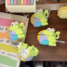 1个比基尼海滩趣味小鱼蓝牙耳机保护套，兼容Pro3（附赠随机款式挂钩），可爱卡通防震苹果耳机保护套，兼容1/2/3/4/Pro/Pro2蓝牙耳机 - 彩色 - 查看 2