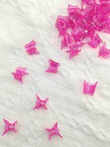 10/20/30pcs 2cm Small Elegant Cute ABS Plastic Butterfly Hair Clips, Suitable For Daily Wear - Hot Pink - View 1