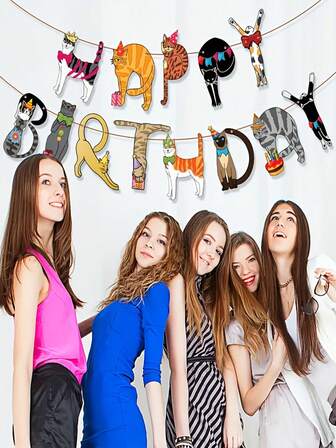 13pcs Cat Themed Birthday Party Decorations, Cat Party Banner