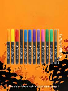 12 Colors Ceramic Painting Markers, Suitable For DIY Graffiti, Water-Based, Fade-Resistant, Perfect For Creating Art On Ceramic And Glass, Ideal Gift For Halloween, Christmas, Easter, New Year And Birthday - Multicolor - View 4