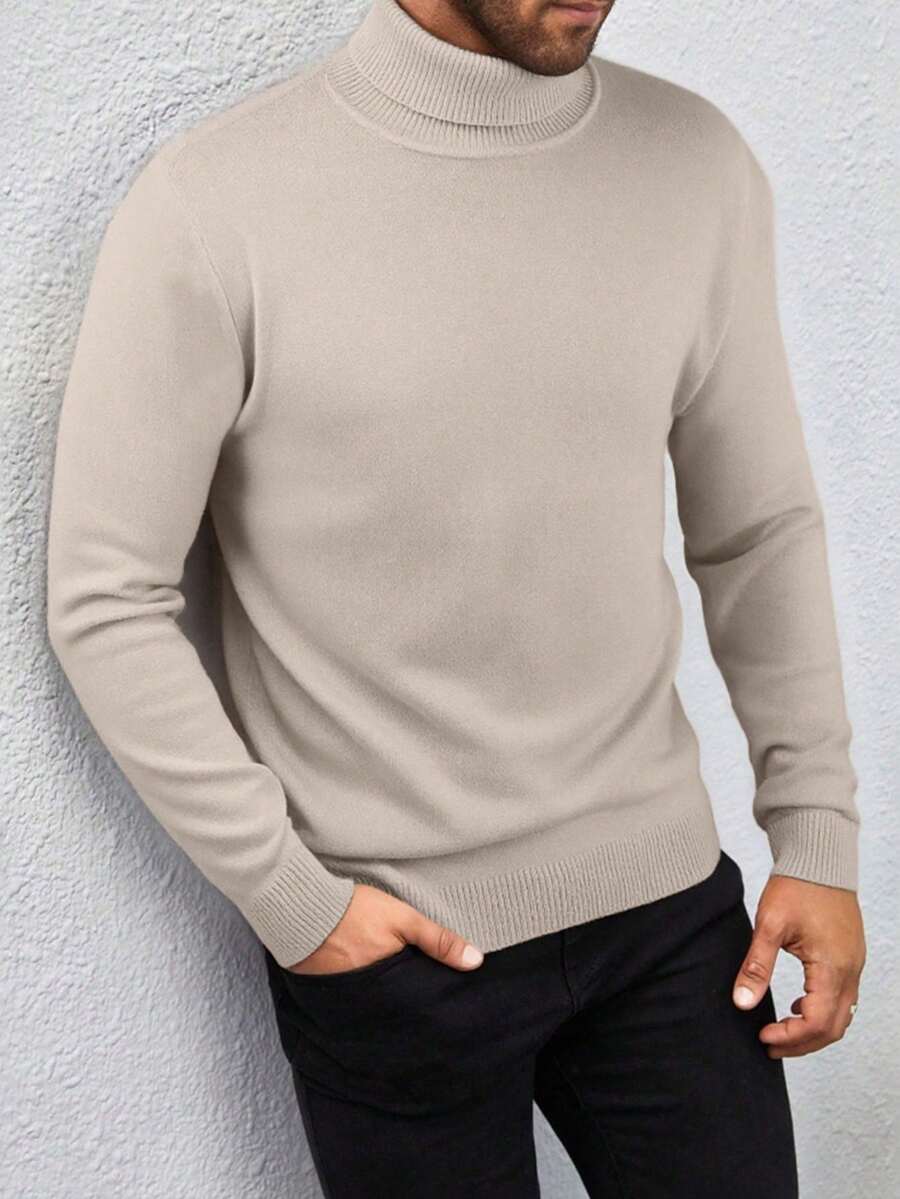 1pc Men High Neck Sweater, Fashion Sporty Versatile Daily Commute Streetwear Warm Outdoor Hiking Exercise Casual Base Layer Pullover, Suitable For Halloween, Fall/Winter
