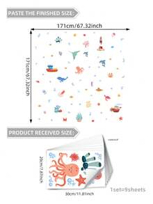 1set Sea Turtle & Underwater Plant Decoration Sticker, Stickers, Wall Decal, Vinyl Decal For Home Decorations, Spring Decoration Items Refresh Your Home, Festival Decoration Stickers Gifts Birthday Graduation