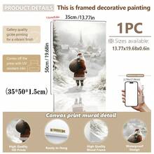 1 件，帆布墙画，带框墙面装饰，复古圣诞老人和圣诞树艺术品，非常适合客厅、卧室或入口处的节日墙面装饰，节日礼物创意，冬季装饰，圣诞节家居装饰，圣诞节