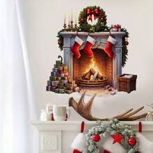 1 قطعة ملصق حائط لزينة عيد الميلاد - ديكور تأثير جدار مكسور بصورة سانتا كلوز والرنة، ملصق حائط لاصق ذاتي من البي في سي، تصميم مكسور، مناسب لغرفة المعيشة والنوم والمدخل، ديكور منزلي لعيد الميلاد، لوازم حفلات، زينة عيد الميلاد، ديكور شجرة عيد الميلاد، هدايا عيد الميلاد، ديكور ، ديكور زفاف، ديكور منزلي، ديكور الخريف، ديكور عيد الميلاد، ديكور عيد الهالوين، ديكور الحائط، زينة عيد الهالوين