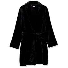 Women's MidLength Plush Robe Available In Plus Size Black 3X