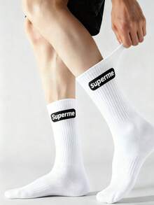 3 Pairs Unisex Ribbed Socks | Bold "" Logo Design | Soft & Comfortable | Breathable & Durable | Casual Streetwear Style | Perfect For Daily Wear, Sports, And Street Fashion - Multicolor - View 2