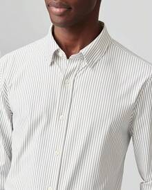 Men's Commuter Shirt, Performance Dress Shirts For Men, Machine Washable, Wrinkle Resistant, Slim Fit Button Down Shirthalloween - Khaki Stripe - View 5