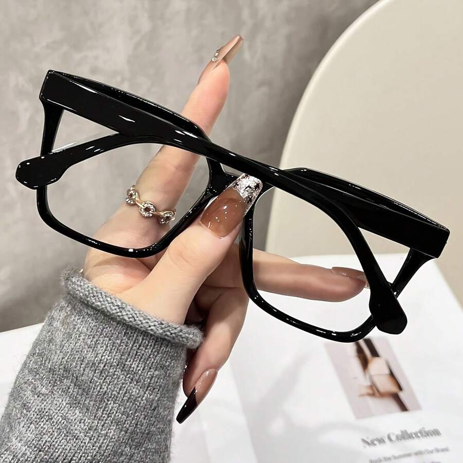 1 Pair Of Unisex Fashion Glasses,  Retro Large Frame Korean Style Street Style Simple, Popular Design Bestseller, Suitable For Daily Commuting, Back-To-School Season, Christmas, Wedding Anniversary, Independence Day, Thanksgiving Day Gift Ideal Choice - 1件-白色豹紋白色平底鞋 - 查看 1