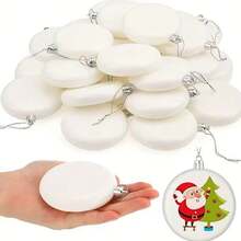 24 piezas de bolas huecas blancas de 8 cm/3,15 pulgadas con alambre plateado, adecuadas para la decoración del árbol de Navidad DIY