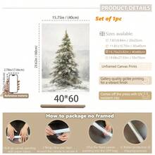 1 件，帆布墙画，带框墙面装饰，复古圣诞老人和圣诞树艺术品，非常适合客厅、卧室或入口处的节日墙面装饰，节日礼物创意，冬季装饰，圣诞节家居装饰，圣诞节