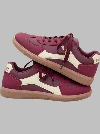 DareSee New Women Flat Lace-Up Shoes With Color Block, Round Toe Comfy Running Sneakers For Casual, Commute, Outing, Party, All Season MusicFest Y2KFest Back To School Autumn Winter Gifts