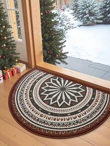 1 pièce Tapis de porte moderne lavable de style européen vintage, motif bohème asymétrique. Convient pour la chambre, l'entrée et le salon. Doux, durable, antidérapant, lavable en machine. Tapis de cuisine, convient pour le vestibule, la chambre et le bureau. Décoration de festival, automne/hiver, décoration de Thanksgiving