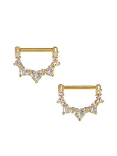 1Pair 14G Gorgeous Heart Cubic Zirconia Stainless Steel Nipple Rings Women Nipple Piercing Body Jewelry