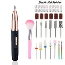 Professional Nail Drill Kit, USB Rechargeable Nail File Drill, 300mAh Lithium Battery High Capacity, Manicure & Pedicure Set, Home And Salon Nail File Kit, Nail Buffer Grinding Polishing Tools - Black - View 9