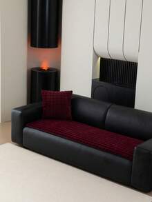 1 chiếc đệm ghế sofa lông nhân tạo cao cấp, vỏ bọc ghế sofa tối giản và mềm mại, phù hợp với mọi mùa, chống bụi và trầy xước để bảo vệ ghế sofa, thích hợp cho phòng khách, phòng ngủ, phòng làm việc - Đỏ - Xem 5
