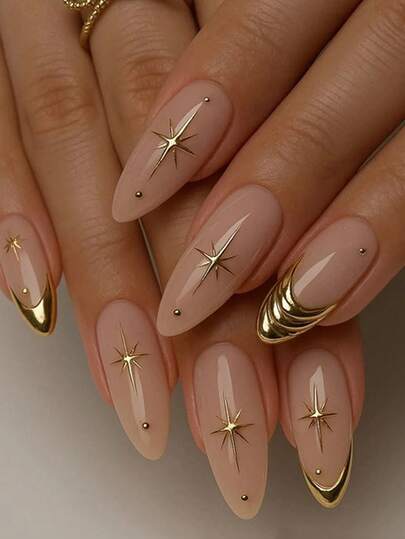 24pcs Short Almond-Shaped, Press-On Fake Nails Set, With Minimalist Luxury French Edge Ins Style, Acrylic Full Cover Overlay Manicure Kit, Perfect For DIY Art Supplies. Includes A Piece Of Jelly Glue And A Nail File, Suitable For Daily Wear, Parties, Dancing, And Gift-Giving.