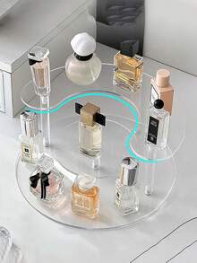 1pc Modern Acrylic Round & Trapezoid Perfume Display Stand, Multi-Tier Cosmetic Storage Rack, High-Quality Transparent Makeup Sample Holder