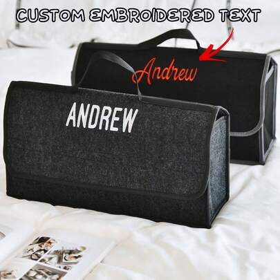 1 pieza Caja de almacenamiento personalizada bordada para el maletero del coche, bolsa de almacenamiento para el coche, organizador de maletero, caja de herramientas de accesorios, bolsa de viaje plegable, accesorios para el coche, regalo para él, Día del Padre