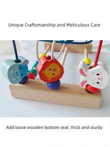 1 件婴儿玩具串珠穿线迷宫多功能益智木制玩具带动物串珠 - 彩色 - 查看 6