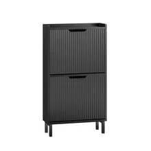 SoBuy Shoe Rack With 2 Flaps, Slim Shoe Cabinet, Shoe Rack With 2 Shelves, Shoe Chest Of Drawers, Shoe Storage, White, W X H X D Approx. 50 X 90 X 19 Cm FSR177-W - 黑色 - 查看 9