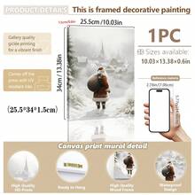 1 件，帆布墙画，带框墙面装饰，复古圣诞老人和圣诞树艺术品，非常适合客厅、卧室或入口处的节日墙面装饰，节日礼物创意，冬季装饰，圣诞节家居装饰，圣诞节