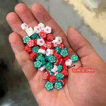 50pcs 10mm Christmas Color Plum Blossom Soft Clay Beads, Suitable For Gifts, Christmas Decorations, DIY Jewelry Making