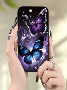 1 pieza Funda de teléfono suave y versátil con estampado de mariposa colorida, adecuada como regalo para novia, mejor amiga, esposa, amante, tía, jefa, hermana, pareja, compañeros de clase, maestro, cumpleaños, vacaciones, acabado mate negro con protección completa contra el polvo y el agua compatible con iPhone 17/13/16/15/14/13/12/11/Pro/ProMax/X/XR/XS/XSMAX/7/8/PLUS y modelos