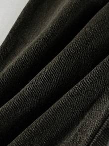 1pc Young Girls Distressed Fashion Street Style Denim Jeans, Autumn/Winter New Arrival - Black - View 6