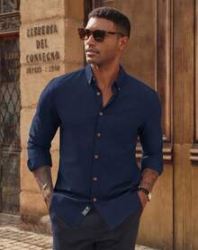 Men's Oxford Button Down Shirt Long Sleeve Regular Fit Business Casual Dress Shirts With Chest Pockethalloween - 白色 - 查看 9
