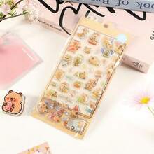 Pegatinas de capibara de dibujos animados en 3D, pegatinas transparentes en relieve y creativas para scrapbooking, pegatinas decorativas de cristal de diamante, regalo para niños en Navidad/Acción de Gracias/Cumpleaños