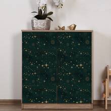 [ 2025 New Edition ] 1 Piece Of Thickened Starry Night Wallpaper Roll -17.7x118.1 Inches, Detachable Waterproof Self-Adhesive Wallpaper, Deep Blue With Golden Stars, Very Suitable For Bedroom, Living Room, Dining Room And Furniture Renovation, Bedroom Decoration - 彩色 - 查看 6