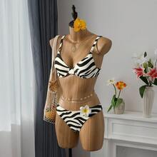 Bellisia 2025 Women Zebra Pattern Sexy Bikini Swimsuit Set, Summer Beach